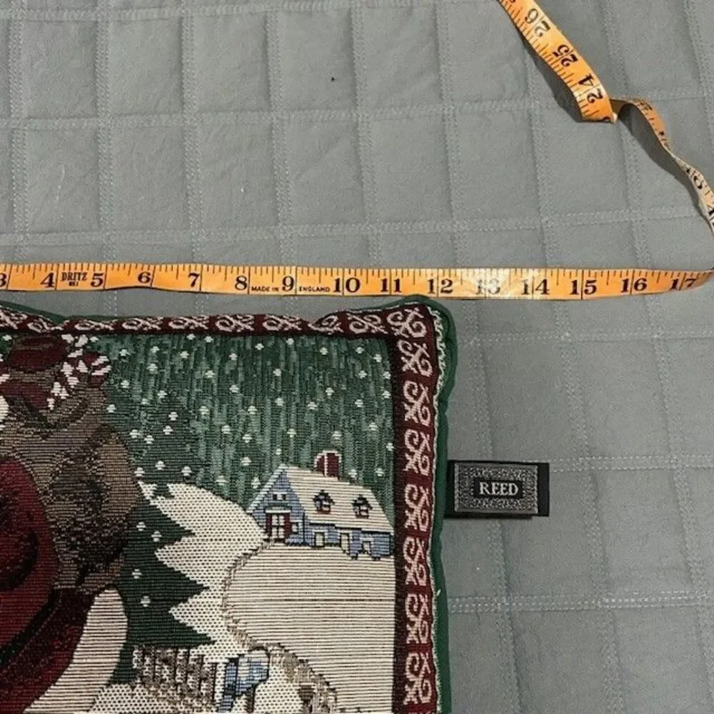 Vintage Double Sided Reed Christmas Santa Tapestry Pillow 12